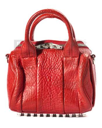 High-quality product photo of a Alexander Wang Rockie Duffle Small Studs Red in Red