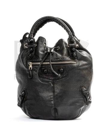 High-quality product photo of a Balenciaga Pompon Bucket Medium Black in Black