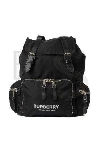 High-quality product photo of a Burberry Black Nylon Rucksack Backpack in Black