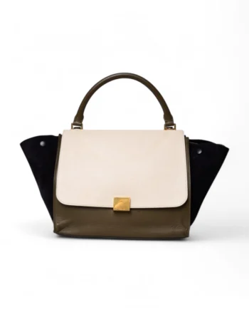 High-quality product photo of a Celine Trapeze Medium Tricolor in Green