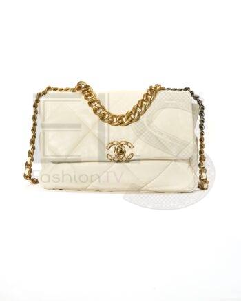 High-quality product photo of a Chanel 19 Flap Large Milk in Milk