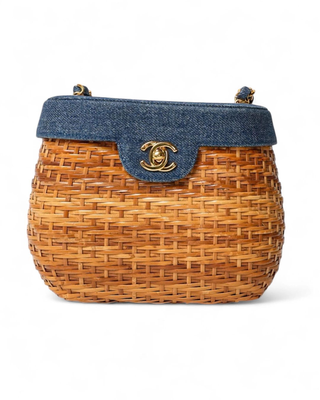 Chanel Basket Bag Small Wicker Denim Beige – Excellent Collectors Edition