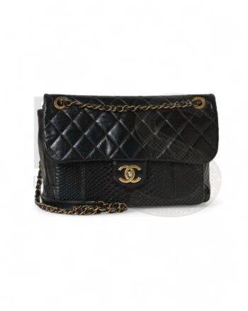 High-quality product photo of a Chanel Urban Mix Flap Python Black in Black