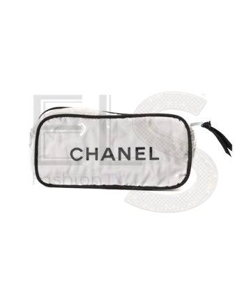 High-quality product photo of a Chanel White PVC Beauty Pouch in White