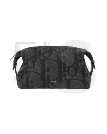 High-quality product photo of a Dior Beauty Case Man Jacquard Maxi Dior Oblique Black in Black