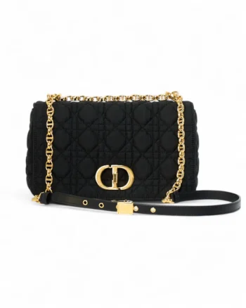 High-quality product photo of a Dior Caro Small Soft Medium Black Fabric in Black