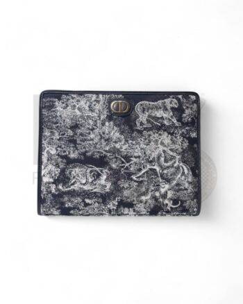 High-quality product photo of a Dior Clutch Dior 30 Montaigne Toile De Jouy Reverse Blue in Blue