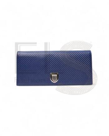 High-quality product photo of a Dior Clutch Diorama Chevron Medium Blue in Blue