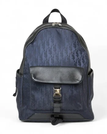 High-quality product photo of a Dior Explorer Mirage Nylon Oblique Backpack Black in Black