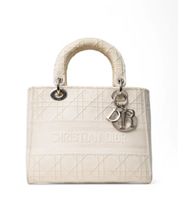 High-quality product photo of a Dior Lady D-Lite Medium Cannage Cream in Cream