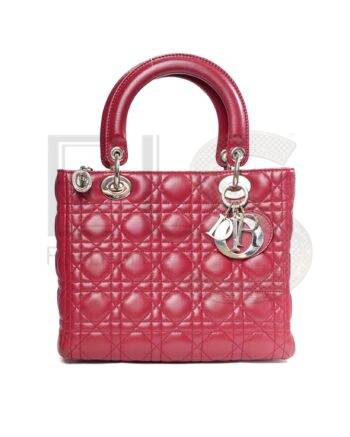 High-quality product photo of a Dior Lady Medium Vintage Cannage Red in Red