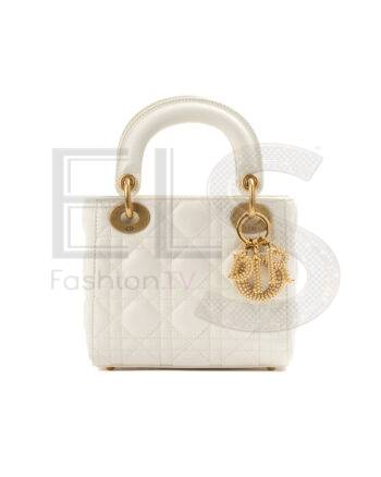 High-quality product photo of a Dior Lady Mini Cannage Ecru in Ecru