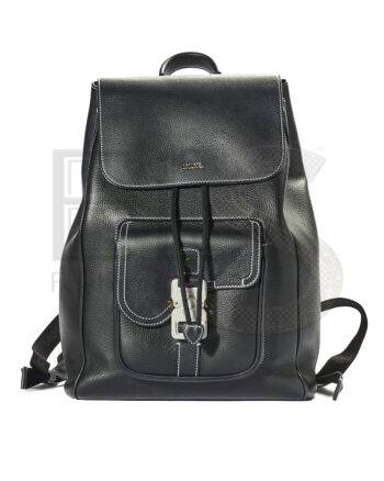 High-quality product photo of a Dior Saddle Backpack Flap Medium Granulated Black in Black