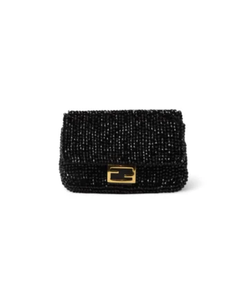 High-quality product photo of a Fendi Baguette Midi Swarovski Black in Black