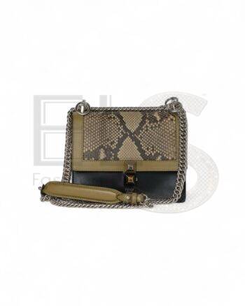 High-quality product photo of a Fendi Kan I Small Tricolor Python Black in Black