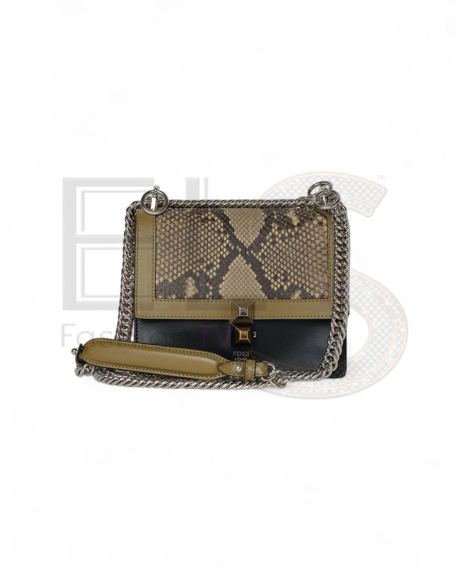 Fendi Kan I Small Tricolor Python Black – Excellent Collectors Edition