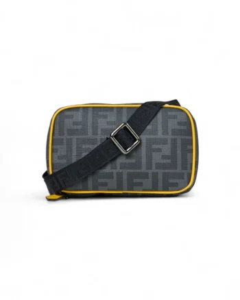 High-quality product photo of a Fendi Men's FF Diagonal Shoulder Bag Grey in Gray