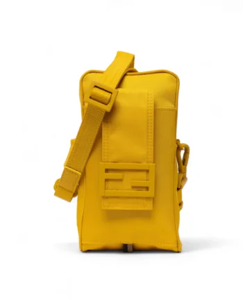 High-quality product photo of a Fendi Nylon Cell Phone Case FF Yellow in Yellow