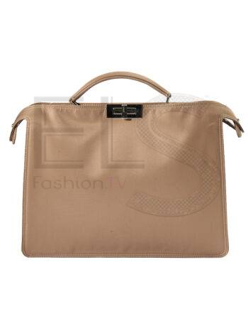 High-quality product photo of a Fendi Peekaboo ISeeU Medium Nylon Beige in Beige