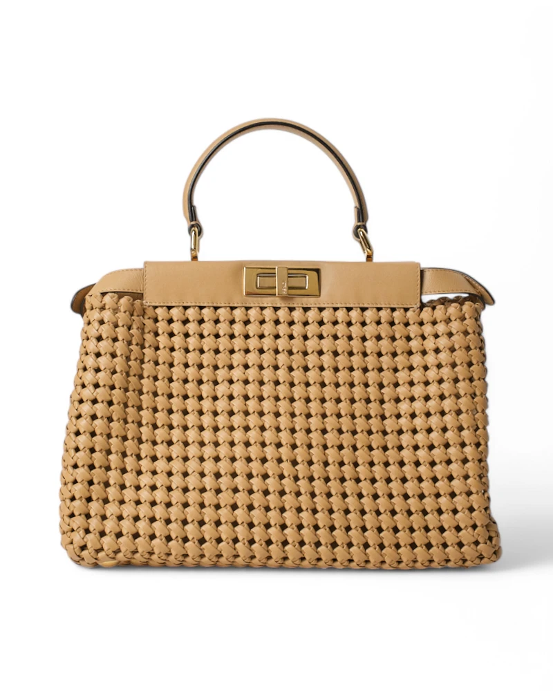 Fendi Peekaboo Medium Woven Leather Beige – Like New Collectors Edition
