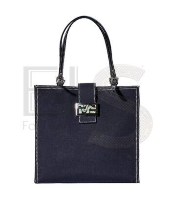 High-quality product photo of a Fendi Tote Square MM Denim Blue in Blue