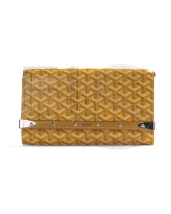 High-quality product photo of a Goyard Pochette Monte-Carlo Small Goyardine Yellow in Yellow