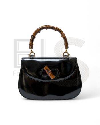 High-quality product photo of a Gucci Bamboo 1947 Black Patent Leather in Black