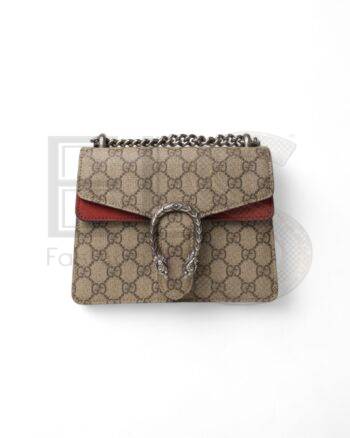 High-quality product photo of a Gucci Dionysus Mini GG Supreme Red in Brown