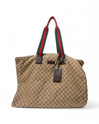 High-quality product photo of a Gucci GG Supreme Brown Garment Bag in Brown