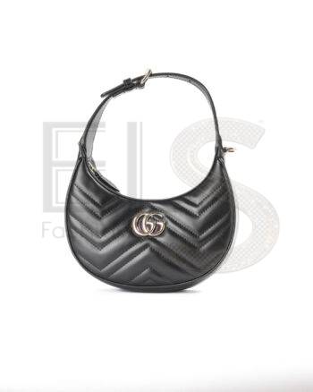 High-quality product photo of a Gucci Marmont Mezzaluna Metalassè Black in Black