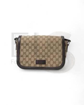 High-quality product photo of a Gucci Messenger Small GG Supreme Brown in Brown