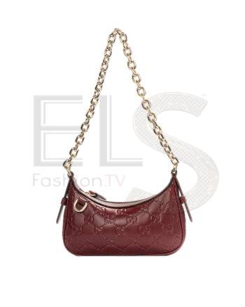 High-quality product photo of a Gucci Mini GG Guccissima Pochette Bordeaux in Bordeaux