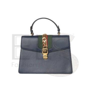 High-quality product photo of a Gucci Sylvie Medium Box Blue in Blue