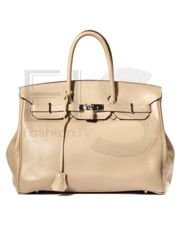 High-quality product photo of a Hermès Birkin 35 Evercalf Trench in Trench