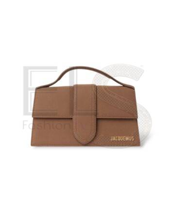 High-quality product photo of a Jacquemus Le Grand Bambino Nubuck Brown in Brown