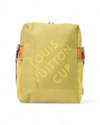 High-quality product photo of a Louis Vuitton Cup Weatherly MM Damier Geant Fluo Yellow in Fluorescent Yellow