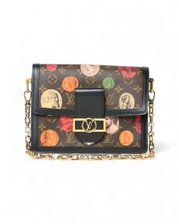 High-quality product photo of a Louis Vuitton Dauphine MM Fornasetti Monogram in Black