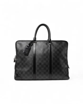 High-quality product photo of a Louis Vuitton Document Holder Voyage MM Damier Graphite in Black