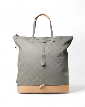 High-quality product photo of a Louis Vuitton GM Monogram Titanium Tote Backpack in Titanium