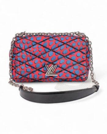 High-quality product photo of a Louis Vuitton GO-14 MM Malletage Jungle Dots Red in Bicolor