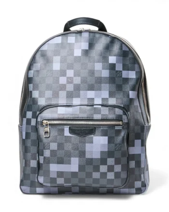 High-quality product photo of a Louis Vuitton Josh MM Damier Graphite Pixel Backpack in Black