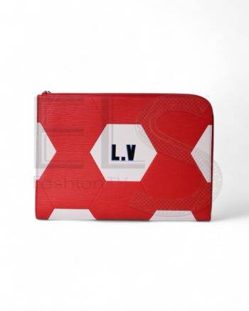 High-quality product photo of a Louis Vuitton Jour GM Clutch FIFA World Cup Russia L.E. in Red