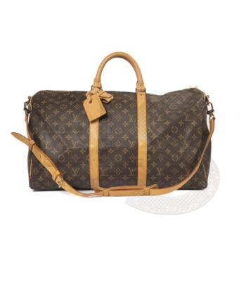 High-quality product photo of a Louis Vuitton Keepall 50 Bandouliere Monogram in Brown