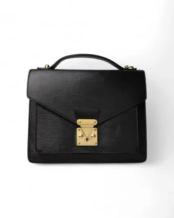 High-quality product photo of a Louis Vuitton Monceau 28 Epi Black in Black