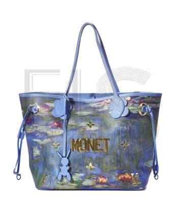 High-quality product photo of a Louis Vuitton Neverfull MM Monet Lilac in Purple