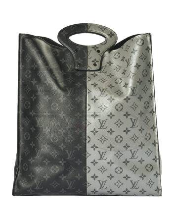 High-quality product photo of a Louis Vuitton North South MM Monogram Eclipse in Black