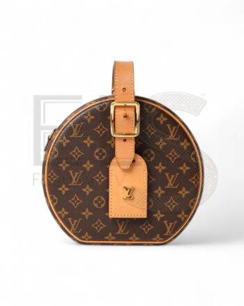 High-quality product photo of a Louis Vuitton Petite Boîte Chapeau Monogram in Brown