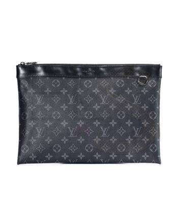 High-quality product photo of a Louis Vuitton Pochette Discovery MM Monogram Eclipse in Black