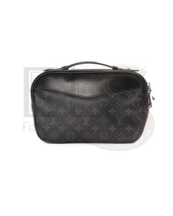 High-quality product photo of a Louis Vuitton Pochette GM Monogram Eclipse in Black