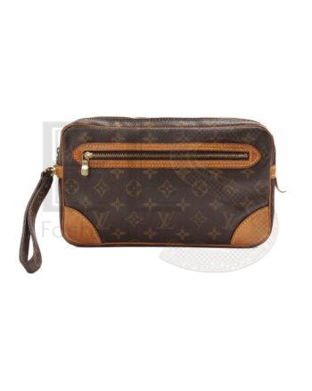 High-quality product photo of a Louis Vuitton Pochette Marly Dragonne GM Monogram in Brown